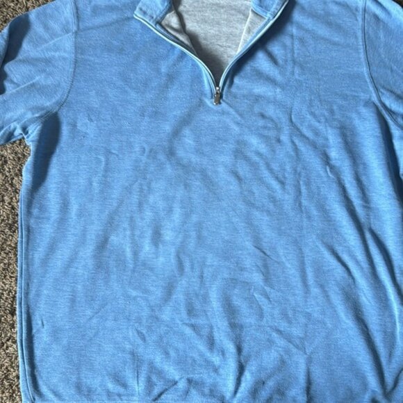 Peter Millar XL Blue Cotton Blend 1/4 Zip Pullover - Picture 5 of 11
